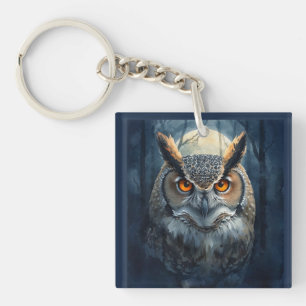 Porte-clés Chouette Mystique à l'Aquarelle Chouette de la L