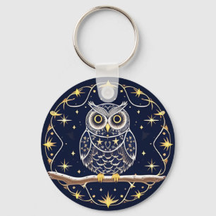 Porte-clés Chouette nocturne complexe Lune Art animalier déta