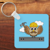 Porte-clés Chouette ouvrière de construction mignonne avec de (Recto)
