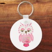 Porte-clés Chouette rayée rose (Recto)