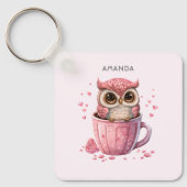 Porte-clés Chouette rose mignonne en coupe (Recto)
