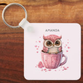 Porte-clés Chouette rose mignonne en coupe (Recto)