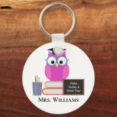 Porte-clés Chouette Rose Mignonne Enseignante Retour À L'Écol (Recto)