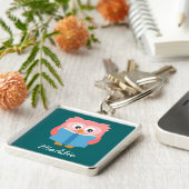 Porte-clés Chouette rose mignonne lisant (Côté)