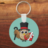 Porte-clés Chouette sophistiquée avec boîte de chocolat cardi (Recto)