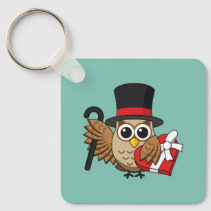 Porte-clés Chouette sophistiquée avec boîte de chocolat cardi