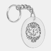 Porte-clés Chouette tribale noire et blanche (Devant gauche)