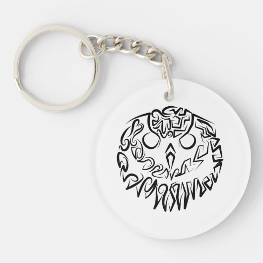 Porte-clés Chouette tribale noire et blanche (Devant)