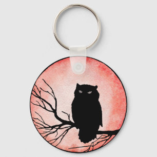 Porte-clés Chouette Vintage effrayante avec sang Aquarelle ro