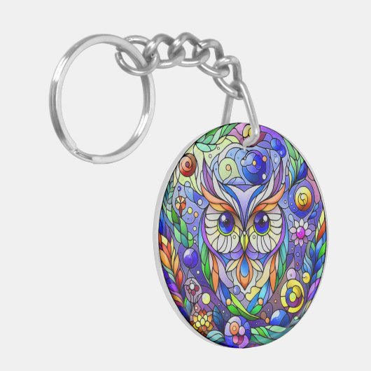 Porte-clés Chouette Whimsical Avec Yeux Sapphire (Devant gauche)