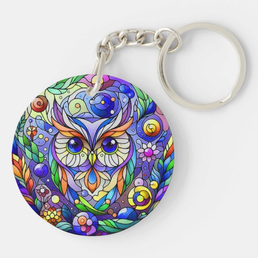 Porte-clés Chouette Whimsical Avec Yeux Sapphire (Dos)