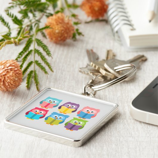 Porte-clés Chouettes à lire mignonnes (Côté)