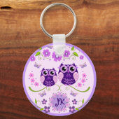 Porte-clés Chouettes, Fleurs et Papillons Monogramme Personna (Recto)