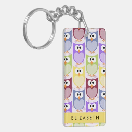 Porte-clés Chouettes mignonnes, Chouette Motif, Chouettes col (Devant gauche)