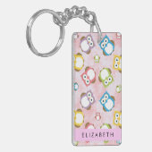 Porte-clés Chouettes mignonnes, Chouette Motif, Chouettes col (Devant gauche)