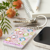 Porte-clés Chouettes mignonnes, Chouette Motif, Chouettes col (Devant droit)