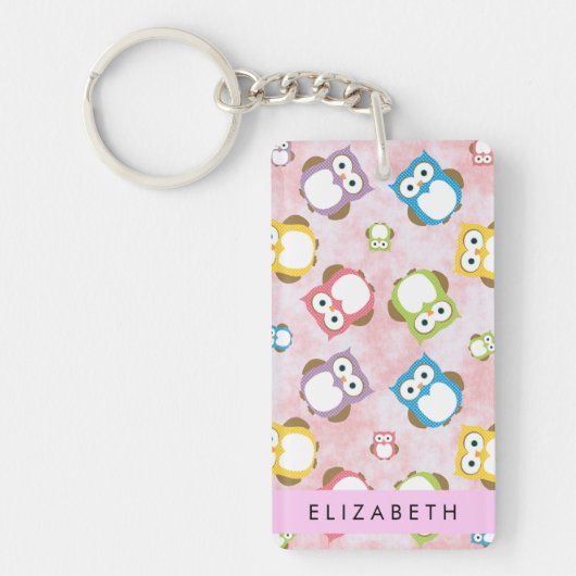 Porte-clés Chouettes mignonnes, Chouette Motif, Chouettes col (Devant)