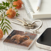 Porte-clés Chow Chow à l'automne Feuilles automne Inspire (Devant Droit)