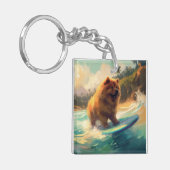 Porte-clés Chow Chow Beach Plage Surf Peinture (Devant gauche)