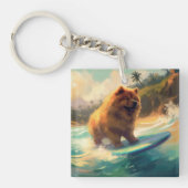 Porte-clés Chow Chow Beach Plage Surf Peinture (Devant)