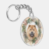 Porte-clés chow chow Christmas Wreath Festive Pup (Devant gauche)