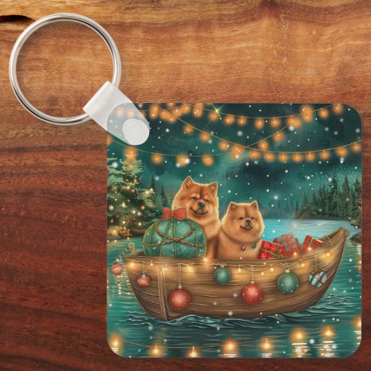 Porte-clés Chow Chow Noël Festive Voyage (Recto)