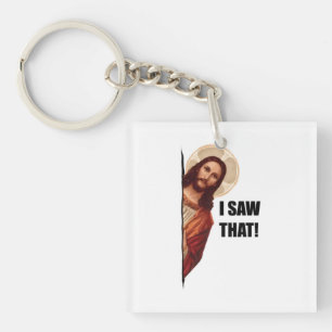 Porte-clés Christ Jésus vous regarde, Jésus j'ai vu ça