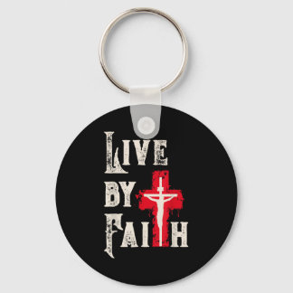 Porte-clés Christian Cross Scripture Live By Faith