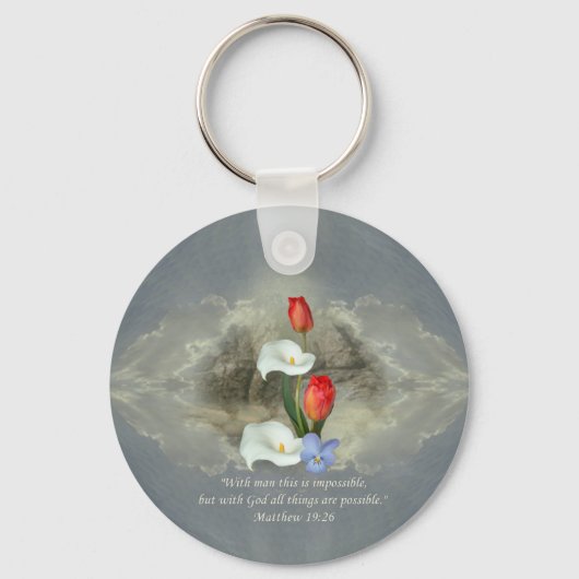 Porte-clés Christian Faith Art ~ Matthieu 19:26 (Recto)