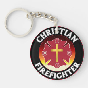 Porte-clés Christian Firefighter Croix Rouge St Florian INRI