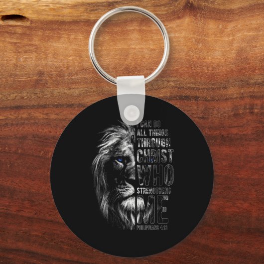 Porte-clés Christian I Can Do All Things Through Christ Lion (Recto)