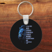 Porte-clés Christian I Can Do All Things Through Christ Lion (Recto)