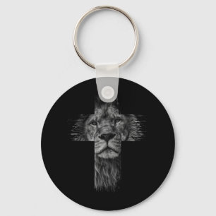 Porte-clés Christian Jésus Lion de Tribe Juda Croix Cadeau po