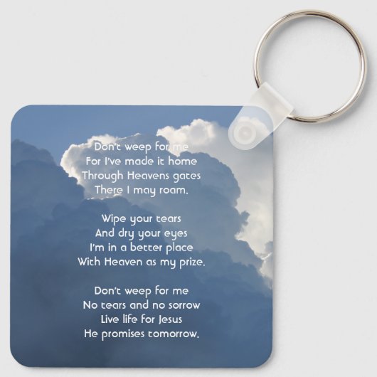 Porte-clés Christian Memorial Keepsake Clouds Sky Heavenly (Dos)