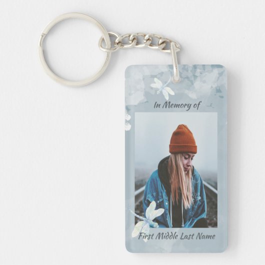 Porte-clés Christian Memorial Keepsaké Dragonfly White Flower (Devant)