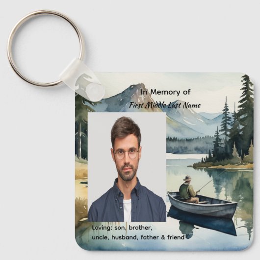 Porte-clés Christian Memorial Keepsake Fishing Lake in Boat (Recto)