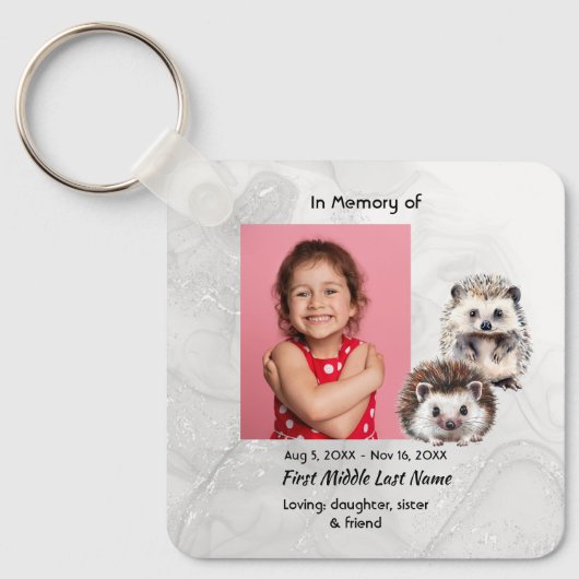 Porte-clés Christian Memorial Keepsake Hedgehog Children (Recto)