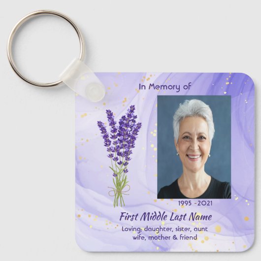 Porte-clés Christian Memorial Keepsake Lavender Garden Flower (Recto)