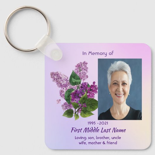 Porte-clés Christian Memorial Keepsake Lilac Garden Flower  (Recto)