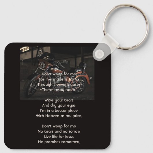Porte-clés Christian Memorial Keepsake Motorcycle Biker (Dos)