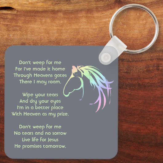 Porte-clés Christian Memorial Keepsake Pastel Horse Art (Verso)