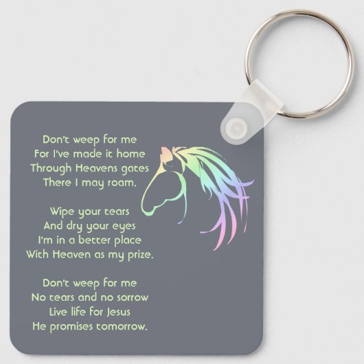 Porte-clés Christian Memorial Keepsake Pastel Horse Art (Dos)