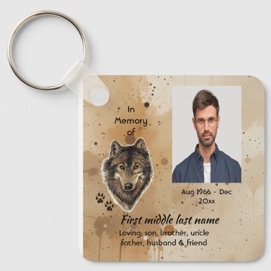 Porte-clés Christian Memorial Keepsake Wolf Wolves Animal (Recto)