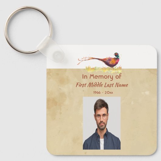 Porte-clés Christian Memorial Photo Invite Pheasant Bird Art (Recto)