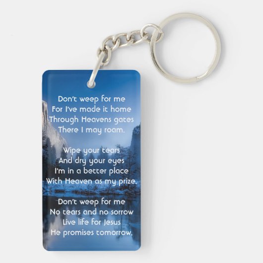 Porte-clés Christian Memorial Photo Mountain Lake Winter Snow (Dos)