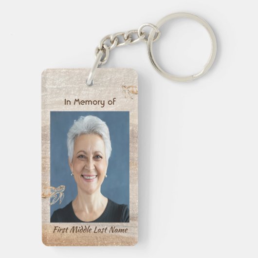 Porte-clés Christian Memorial Photo Sandy Beach Sea Turtle (Dos)