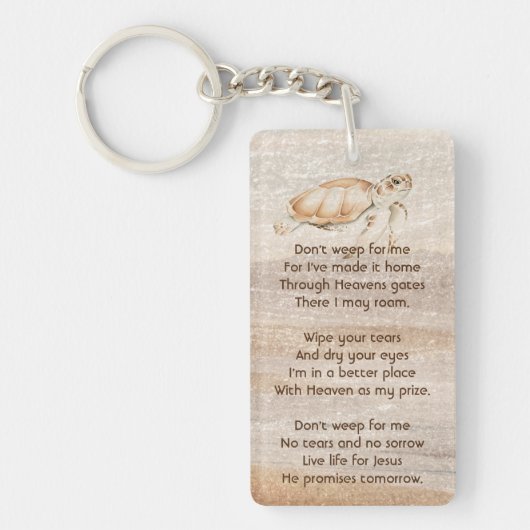 Porte-clés Christian Memorial Photo Sandy Beach Sea Turtle (Devant)