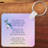 Porte-clés Christian Memorial Watercolor Bluejay Garden (Verso)