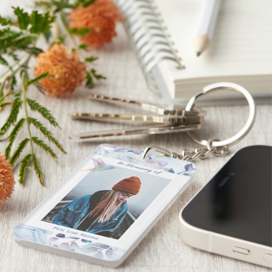 Porte-clés Christian Memory Keepsaké Hummingbird Roses bleus (Devant droit)