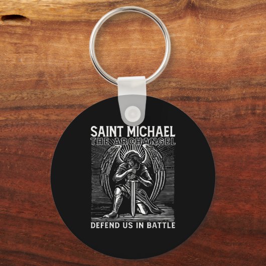 Porte-clés Christian Saint Michael Catholic Saint Defend Us I (Recto)